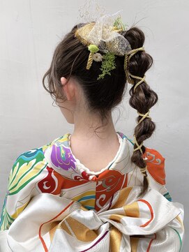 トルネード(TORNADO) 成人式ヘア卒業式ヘア紐アレンジ水引き金箔ラメ  K0906