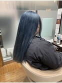 【ハイトーンカラー】ロングヘア×ブルーグレーカラー
