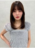 イメチェン/似合わせカット/フルバング/レッドブラウン/中野 