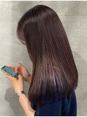 ミディアム顔周りレイヤーカットボブカラーラベンダーカラー調布