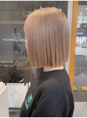 ブリーチなしシナモンベージュゆるふわパーマ愛され小顔ボブ