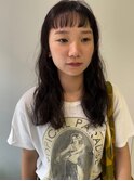 質感が可愛いオン眉ワイドバング♪/ロングパーマ/セミロング