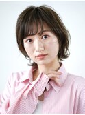 丸みショート・ボブ/丸顔/前髪あり/絶壁解消/40代/30代/長め