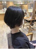 ショートボブ 大人かわいいヘア 小顔 黒髪 ボブ 20代 30代 時短