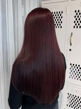 ユニ 表参道(uni) uni新野　ブリーチなしダブルカラー　チェリーレッド