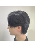 ニュアンスパーマセンターパートコンマヘアツーブロック刈り上げ