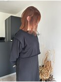 オレンジブラウン/オレンジベージュ/切りっぱなしボブ/ボブ/