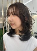 神戸三宮レイヤーカットミディアム顔周りカットアッシュブラウン