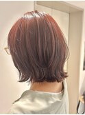 くびれボブ/レイヤーボブ/暖色カラー/ピンクブラウン