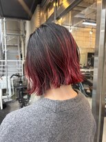 サイ(sai x) ぱつっと外ハネボブ×赤髪デザインカラー