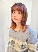 毛利/ツーカラーオレンジベージュ小顔ぷつっと顔まわり10代20代
