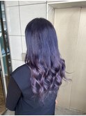 プルエクステつけたままカラーで深めパープル