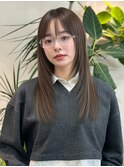 韓国レイヤーフェミニンロング10代20代30代オリーブグレージュ