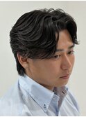 センターパートフェザーパーマ
