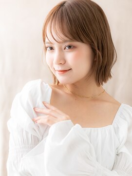カバーヘア ブリス 上尾西口店(COVER HAIR bliss) ブリーチなしミルクティーベージュ外ハネショートボブ20代30代X