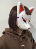 【coma中野】丸みショートボブ_ココアブラウンフリンジウェーブ