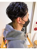 パーマ風センターパート
