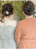 ヘアセット　結婚式　ねじねじアレンジ　シニヨン