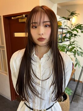 カルテ(QUARTE) オレンジブラウン ロングレイヤー シースルー前髪