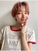 耳出しショート_ダブルカラー_ピンク