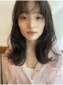 大人かわいいくびレイヤー/小顔シースルー前髪/ピンクベージュ