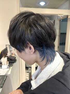 テトラ バイ ネオリーブ 横浜西口店(tetra by neolive) メンズ　デザインカラー　インナーカラー　ブルー　横浜