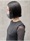 (土橋)暗髪ボブ外はねボブ暗髪カラーアッシュブラック10代20代