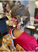 成人式　ヘアアレンジ　シニヨンアレンジ　振袖