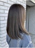30代40代大人かっこいいオリーブベージュハイライト×レイヤー