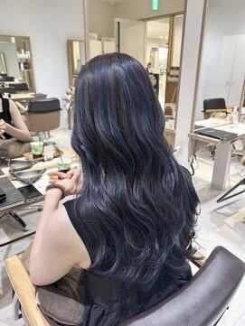 ヘアーメイクブランニュー セントラル 西大寺店(hair make Brand new central) コントラストハイライトネイビーブルーレイヤー巻きケアブリーチ