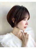 ハイライトで白髪ぼかし★くびれショートボブ 新宿