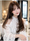 ダークミディアムレイヤー韓国巻き顔周りカット