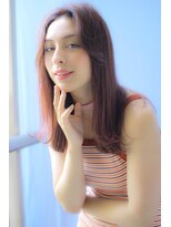 アマンドール(Aman D'or)&nbsp;ヌーディー外ハネロング×ピンクグラデーション