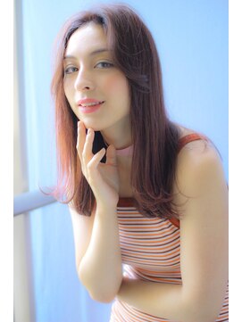 アマンドール(Aman D'or) ヌーディー外ハネロング×ピンクグラデーション