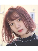 ロンドアベニール 北千住(Lond avenir)&nbsp;ブリーチ1回、コーラルピンク×ボブ　スタイリスト西田大樹