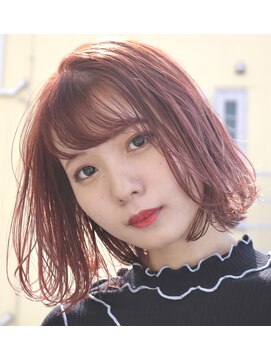 ロンドアベニール 北千住(Lond avenir) ブリーチ1回、コーラルピンク×ボブ　スタイリスト西田大樹