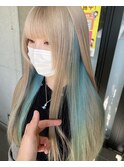 デザインカラー10代20代ホワイトカラー水色ロングカラー