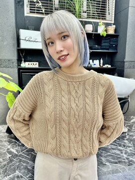 チュダック(ChuDuck) 韓国風《ブルーシルバー》ハイトーン/ケアブリーチ/ダブルカラー