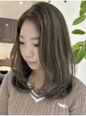 ハイライトカラーグレージュベージュケアブリーチダブルカラー