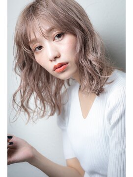 カバーヘア ブリス 川口(COVER HAIR bliss) 外国人風ミルクティーアッシュくびれセミディw川口10代20代30代