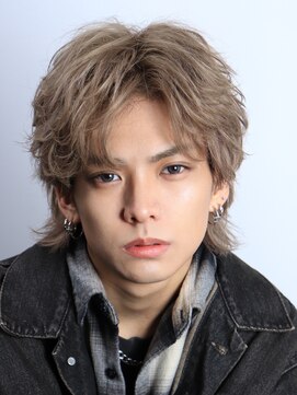 ネイビー(NAVY) ハイブリッドウルフ ハイトーン×束感×パーマ÷2