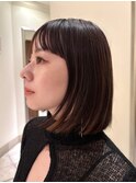 ★黒髪ボブ/切りっぱなしボブ/外ハネボブ/ワイドバング/銀座30代