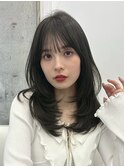 透明感カラーくびれヘアレイヤーカット前髪顔周りカット韓国ヘア