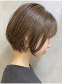 横浜白髪染めショートボブヘーゼルブラウンココアブラウンカラー