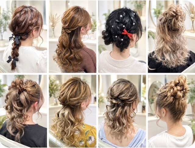 studio qのヘアセットのスタイル例