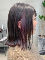 テトヘアー(teto hair) インナーパープル、インナーカラー、ミディアムボブ