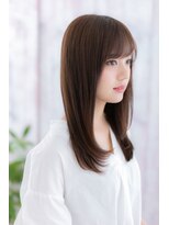 ミック ヘアアンドビューティー 大山店(miq  Hair&Beauty)&nbsp;斜めバングで目力強調！ココアベージュナチュラルストレートb
