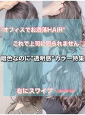 【暗髪透明感カラーグレージュブリーチなしダブルカラー新宿】