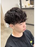 大分メンズ波巻きスパイラルパーママッシュツーブロック刈り上げ