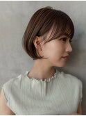大人かわいい前髪セシルカットココアブラウンフリンジウェーブ